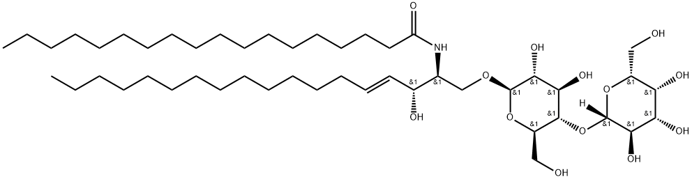 b-Lactosyl-1,1’-N-hexacosanoyl-2’-hexacosamide-4’-octadecene-1’,3’-diol                Synonym:b-LacCer Struktur