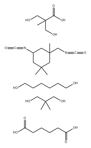 Hexanedioic acid, polymer with 2,2-dimethyl-1,3-propanediol, 1,6-hexanediol, 3-hydroxy-2-(hydroxymethyl)-2-methylpropanoic acid and 5-isocyanato-1-(isocyanatomethyl)-1,3,3-trimethylcyclohexane,125826-45-1,结构式