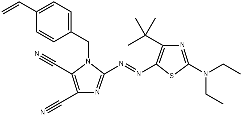 2-[2-[2-(二乙氨基)-4-(1,1-二甲基乙基)-5-噻唑基]偶氮基]-1-[(4-乙烯基苯基)甲基]- 1H-咪唑-4,5-二甲腈, 1258421-46-3, 结构式