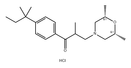 1-Propanone,3-[(2R,6S)-2,6-diMethyl-4-Morpholinyl]-1-[4-(1,1-diMethylpropyl)phenyl]-2-Methyl-, hydrochloride (1:1), rel- Structure