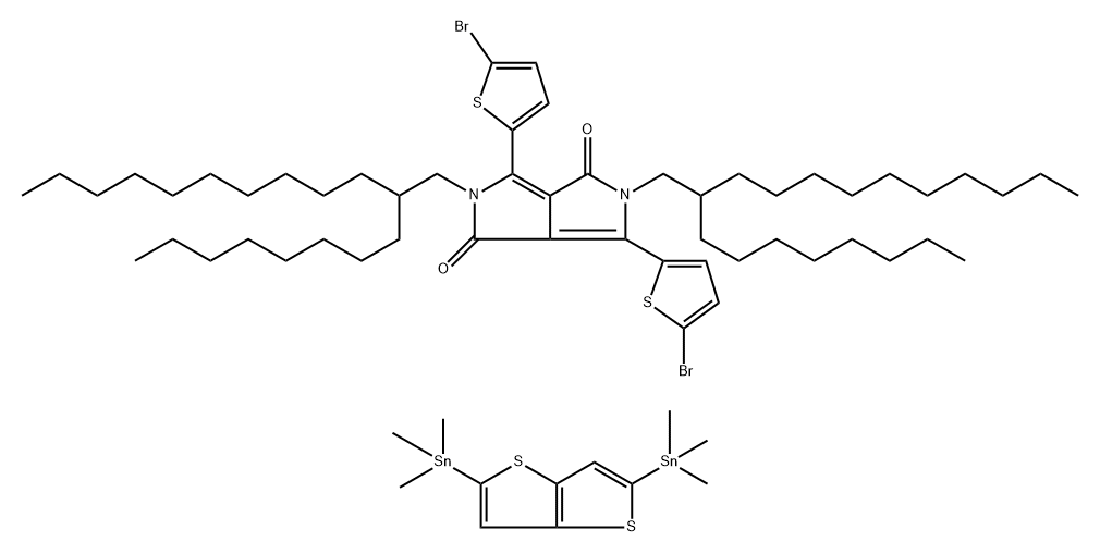 Poly{2,2'-[(2,5-bis(2-octyldodecyl)-3,6-dioxo-2,3,5,6-tetrahydropyrrolo[3,4-c ]pyrrole-1,4-diyl)]dithiophene-5,5'-diyl-alt-thieno[3,2-b ]thiophen-2,5-diyl},1260685-65-1,结构式