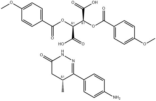 Butanedioic acid, 2,3-bis[(4-methoxybenzoyl)oxy]-, (2S,3S)-, compd. with (5R)-6-(4-aminophenyl)-4,5-dihydro-5-methyl-3(2H)-pyridazinone (1:1) Structure