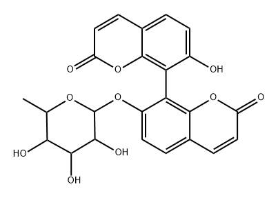 [8,8'-Bi-2H-1-benzopyran]-2,2'-dione, 7-[(6-deoxy-α-L-mannopyranosyl)oxy]-7'-hydroxy-, (8R)-|结香苷C