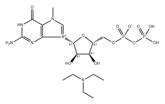 GUANOSINE 5'-(TRIHYDROGEN DIPHOSPHATE), 7-METHYL-, INNER SALT, COMPD. WITH N,N-DIETHYLETHANAMINE (1:2) 结构式