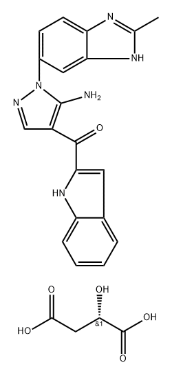 Butanedioic acid, 2-hydroxy-, (2S)-, compd. with [5-amino-1-(2-methyl-1H-benzimidazol-6-yl)-1H-pyrazol-4-yl]-1H-indol-2-ylmethanone (1:1),1265231-80-8,结构式