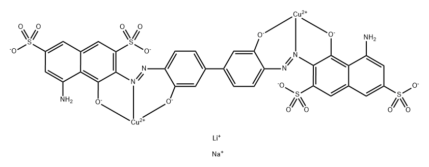 126637-70-5 Cuprate(4-), [μ-[[3,3'-[(3,3'-dihydroxy[ 1,1'-biphenyl]-4,4'-diyl)bis(azo)]bis[5-amino-4 -hydroxy-2,7-naphthalenedisulfonato]](8-)]]di-, dilithium disodium