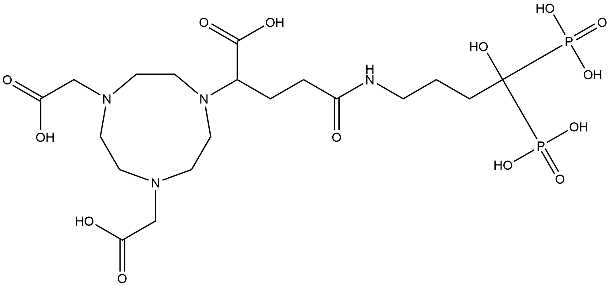 Hexahydro-α1-[3-[(4-hydroxy-4,4-diphosphonobutyl)amino]-3-oxopropyl]-1H-1,4,7-triazonine-1,4,7-triacetic acid Structure