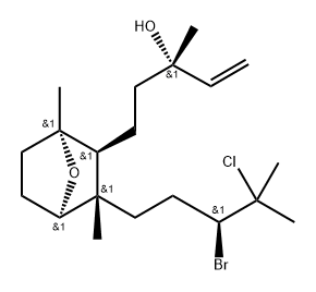 7-Oxabicyclo[2.2.1]heptane-2-propanol,3-[(3S)-3-bromo-4-chloro-4-methylpentyl]-a-ethenyl-a,1,3-trimethyl-, (aS,1S,2S,3S,4R)- Struktur