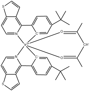 Iridium(III) bis(4-(4-tert -butylphenyl) thieno[3,2-c ] pyridinato-N,C2' ) acetylacetonate 化学構造式