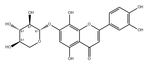 4H-1-Benzopyran-4-one, 2-(3,4-dihydroxyphenyl)-5,8-dihydroxy-7-(β-D-xylopyranosyloxy)- 化学構造式