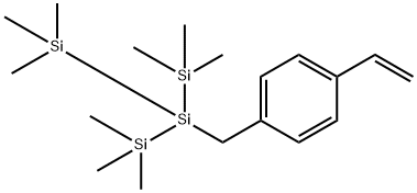 2-[(4-Ethenylphenyl)methyl]-1,1,1,3,3,3-hexamethyl-2-(trimethylsilyl)trisilane 化学構造式