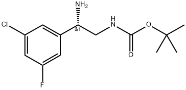 tert-Butyl (S)-(2-amino-2-(3-chloro-5-fluorophenyl)ethyl)carbamate 化学構造式