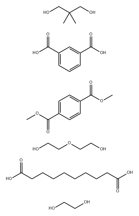 1,3-Benzenedicarboxylic acid, polymer with decanedioic acid, dimethyl 1,4-benzenedicarboxylate, 2,2-dimethyl-1,3-propanediol, 1,2-ethanediol and 2,2-oxybisethanol 化学構造式