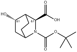 rel-2-(1,1-Dimethylethyl) (3R,5R)-5-hydroxy-2-azabicyclo[2.2.2]octane-2,3-dicarb… 化学構造式