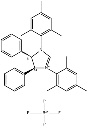 (4S,5S)-1,3-Bis(2,4,6-Trimethylphenyl)-4,5-dihydro-4,5-diphenyl-1H-imidazolium Ttetrafluoroborate 化学構造式