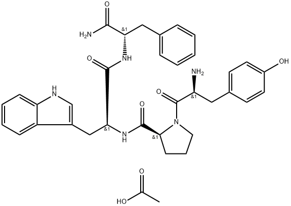 L-Phenylalaninamide, L-tyrosyl-L-prolyl-L-tryptophyl-, acetate (1:1) Structure