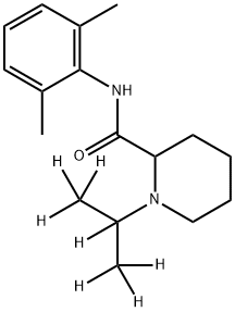 (±)‐N‐(2,6‐ジメチルフェニル)‐1‐ISO‐プロピル‐D7‐2‐ピペリジンカルボキサミド 化学構造式