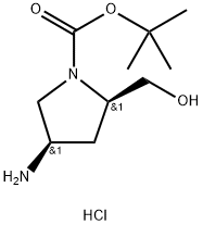 (2R,4R)-4-氨基-2-(羟甲基)吡咯烷-1-羧酸叔丁酯盐酸盐, 1279038-50-4, 结构式