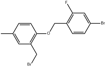 Benzene, 4-bromo-1-[[2-(bromomethyl)-4-methylphenoxy]methyl]-2-fluoro- Struktur