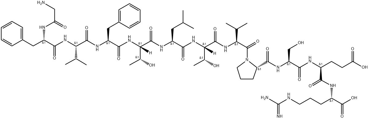 L-Arginine, glycyl-L-phenylalanyl-L-valyl-L-phenylalanyl-L-threonyl-L-leucyl-L-threonyl-L-valyl-L-prolyl-L-seryl-L-α-glutamyl- Struktur