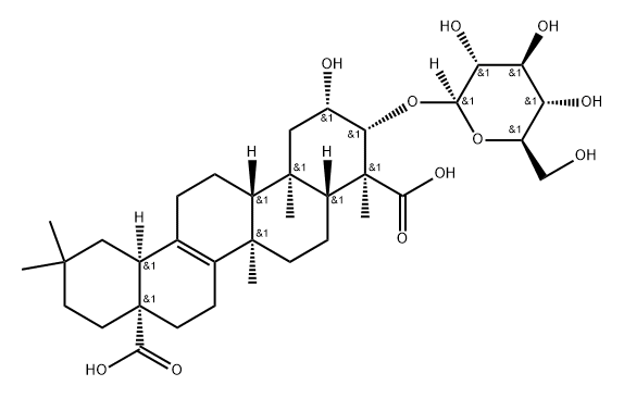 27-Norolean-13-ene-23,28-dioic acid, 3-(β-D-glucopyranosyloxy)-2-hydroxy-, (2β,3β,4α)-,1287702-60-6,结构式
