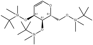D-ribo-Hex-1-enitol, 1,5-anhydro-2-deoxy-3,4,6-tris-O-[(1,1-dimethylethyl)dimethylsilyl]- 化学構造式