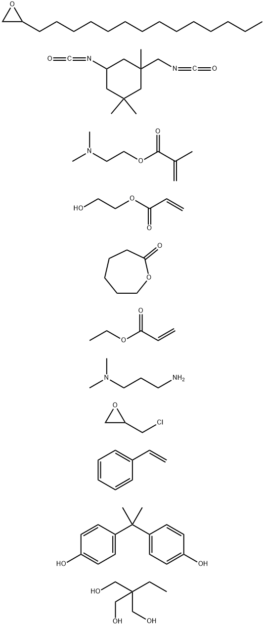 2-Propenoic acid, 2-methyl-, 2-(dimethylamino)ethyl ester, polymer with (chloromethyl)oxirane, N,N-dimethyl-1,3-propanediamine, ethenylbenzene, 2-ethyl-2-(hydroxymethyl)-1,3-propanediol, ethyl 2-propenoate, 2-hydroxyethyl 2-propenoate, 5-isocyanato-1-(iso|