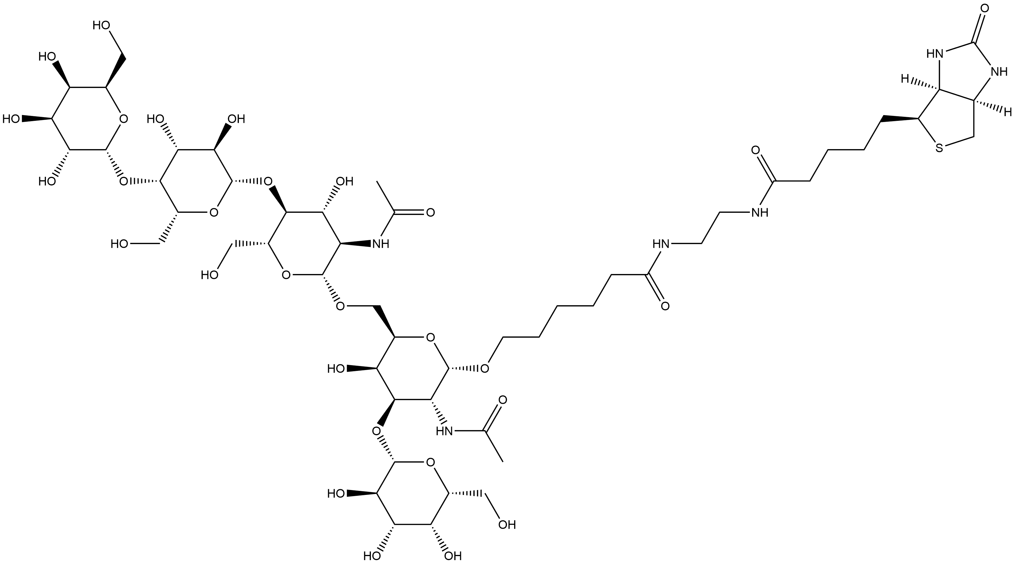 (3aS,4S,6aR)-N-[2-[[6-[[O-α-D-Galactopyranosyl-(1→4)-O-β-D-galactopyranosyl-(1→4)-O-2-(acetylamino)-2-deoxy-β-D-glucopyranosyl-(1→6)-O-[β-D-galactopyranosyl-(1→3)]-2-(acetylamino)-2-deoxy-α-D-galactopyranosyl]oxy]-1-oxohexyl]amino]ethyl]hexahydro-2-oxo-1H-thieno[3,4-d]imidazole-4-pentanamide,1296782-25-6,结构式