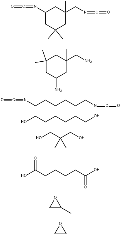 Hexanedioic acid, polymer with 5-amino-1,3,3-trimethylcyclohexanemethanamine, 1,6-diisocyanatohexane, 2,2-dimethyl-1,3-propanediol, 1,6-hexanediol, 5-isocyanato-1-(isocyanatomethyl) -1,3,3-trimethylcyclohexane, methyloxirane and oxirane 结构式