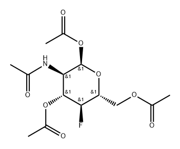 2-acetamido-1,3,6-tri-O-acetyl-4-deoxy-4-fluoroglucopyranose 化学構造式