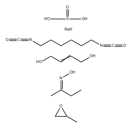 Sulfurous acid, monosodium salt, polymer with 2-butene-1,4-diol, 1,6-diisocyanatohexane and methyloxirane, Me Et ketone oxime-blocked 化学構造式
