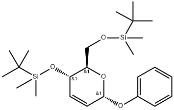 Phenyl 4,6-di-O-dimethyl-tert-butylsilyl-2,3-dideoxy-alpha-d-erythro-h ex-2-enopyranoside Structure