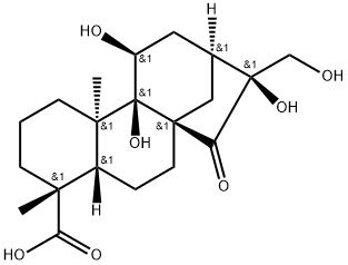 (16S)-9β,11β,16,17-Tetrahydroxy-15-oxokauran-18-oic acid Struktur