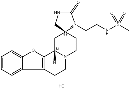 Methanesulfonamide,N-[2-[(2R,12bS)-1,3,4,6,7,12b-hexahydro-2'-oxospiro[2H-benzofuro[2,3-a]quinolizine-2,4'-imidazolidin]-3'-yl]ethyl]-,hydrochloride (1:1) Struktur