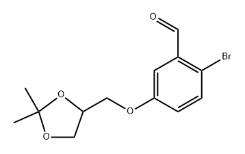 2-溴-5-(2,2-二甲基-1,3-二氧杂环-4-基)甲氧基)苯甲醛 结构式