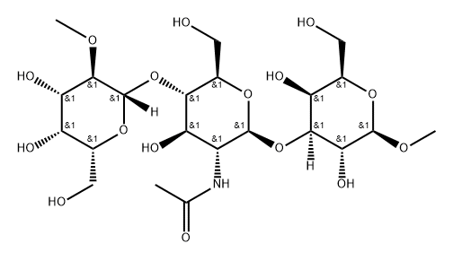 methyl O-(2-O-methyl-beta-galactopyranosyl)-(1-4)-O-(2-acetamido-2-deoxy-beta-glucopyranosyl)-(1-3)-beta-galactopyranoside Structure