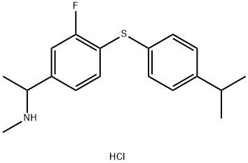 [1-(3-fluoro-4-{[4-(propan-2-yl)phenyl]sulfanyl}phenyl)ethyl](methyl)amine hydrochloride 结构式