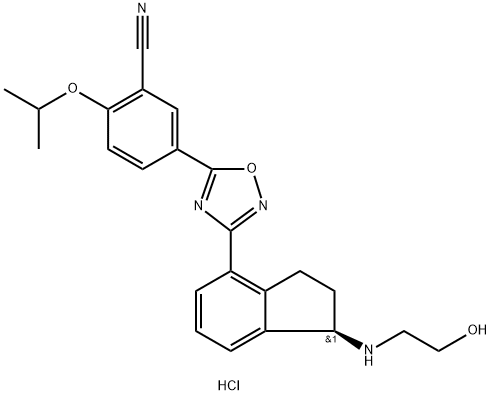 Benzonitrile, 5-[3-[(1S)-2,3-dihydro-1-[(2-hydroxyethyl)aMino]-1H-inden-4-yl]-1,2,4-oxadiazol-5-yl]-2-(1-Methylethoxy)- (HCl salt)|OZANIMOD