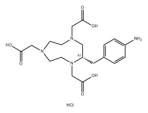 1H-1,4,7-Triazonine-1,4,7-triacetic acid, 2-[(4-aminophenyl)methyl]hexahydro-, hydrochloride (1:4), (2S)- Struktur