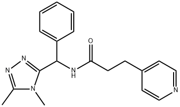 N-((4,5-dimethyl-4H-1,2,4-triazole-3-yl)(phenyl)methyl)-3-(pyridin-4-yl)propionamide Struktur