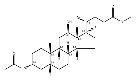 Cholan-24-oic acid, 3-(acetyloxy)-12-hydroxy-, methyl ester, (3α,5β,12β)- Structure