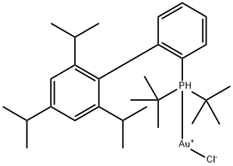 Gold, [bis(1,1-dimethylethyl)[2',4',6'-tris(1-methylethyl)[1,1'-biphenyl]-2-yl]phosphine]chloro- Structure