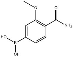 (4-Carbamoyl-3-methoxyphenyl)boronic acid 化学構造式