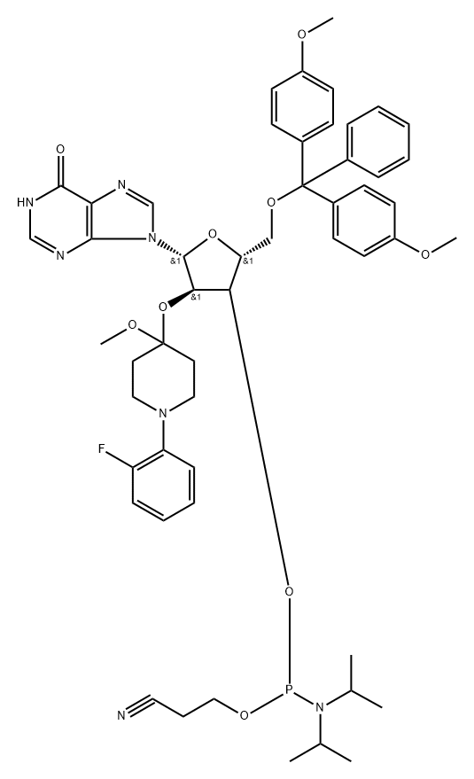 N-blocked-5'-O-DMT-2-O-Fpmp CED inosine phosphoramidite 结构式