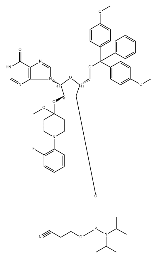 N-blocked-5'-O-DMT-2-O-Fpmp CED inosine phosphoramidite Structure