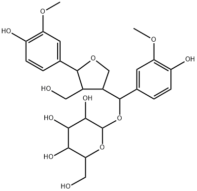 β-D-Glucopyranoside, (S)-(4-hydroxy-3-methoxyphenyl)[(3S,4R,5S)-tetrahydro-5-(4-hydroxy-3-methoxyphenyl)-4-(hydroxymethyl)-3-furanyl]methyl Structure