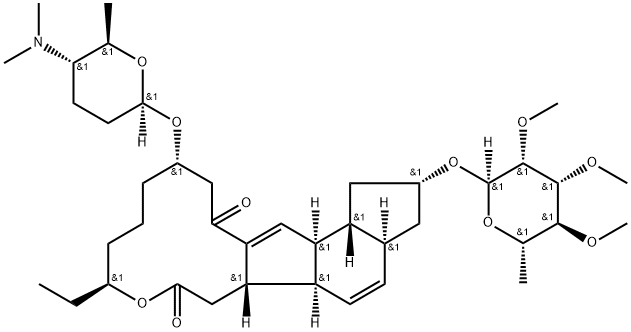 131929-65-2 1H-as-Indaceno3,2-doxacyclododecin-7,15-dione, 2-(6-deoxy-2,3,4-tri-O-methyl-.alpha.-L-mannopyranosyl)oxy-13-(2R,5S,6R)-5-(dimethylamino)tetrahydro-6-methyl-2H-pyran-2-yloxy-9-ethyl-2,3,3a,5a,5b,6,9,10,11,12,13,14,16a,16b-tetradecahydro-, (2R,3aS,5aR,5bS,