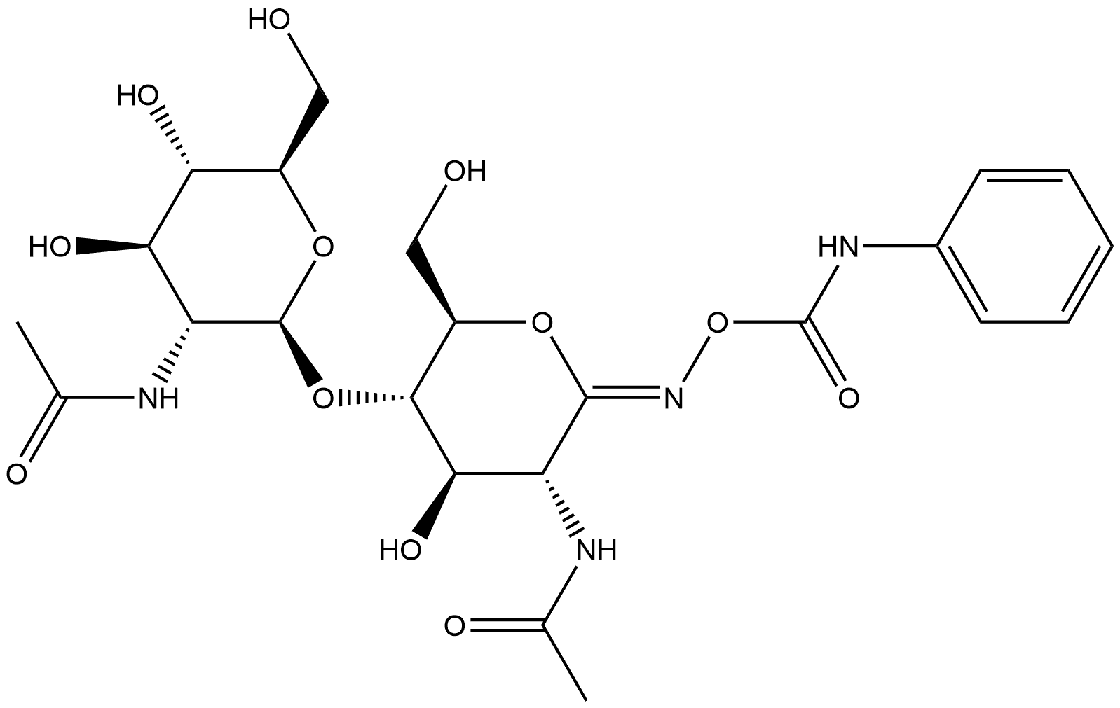 O-(N,N'-DIACETYLCHITOBIOSYLIDENAMINO) N- PHENYLCARBAMATE* 结构式