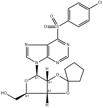 6-(4-Chlorophenylsulphonyl)-9-(2,3-O-Cyclopentylidene-Ss-D-Ribofuranosyl)-9H-Purine 化学構造式