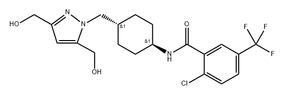 Benzamide,N-[trans-4-[[3,5-bis(hydroxymethyl)-1H-pyrazol
-1-yl]methyl]cyclohexyl]-2-chloro-5-(trifluoromethyl)-,1322610-36-5,结构式